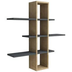 Mensola Marrone Rovere Nero Antracite 4 Ripiani Colore Struttura Nero 120x20x25h cm, Sfumatura Colore Struttura Rovere - Nureci