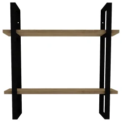 Mensola Marrone Rovere Nero 2 Ripiani Colore Struttura Nero 70x22x70h cm, Sfumatura Colore Struttura Rovere - Picerno