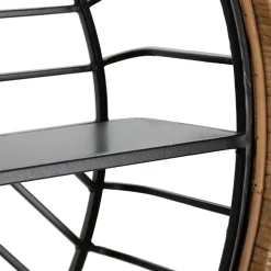 Mensola Marrone Rovere Nero un Ripiano Cornice in Rattan Intrecciato 73x18x65h cm, Sfumatura Colore Struttura Rovere - Homer
