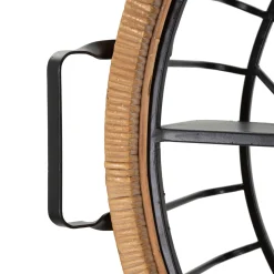 Mensola Marrone Rovere Nero un Ripiano Cornice in Rattan Intrecciato 73x18x65h cm, Sfumatura Colore Struttura Rovere - Homer