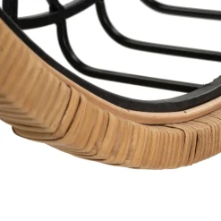 Mensola Marrone Rovere Nero un Ripiano Cornice in Rattan Intrecciato 73x18x65h cm, Sfumatura Colore Struttura Rovere - Homer