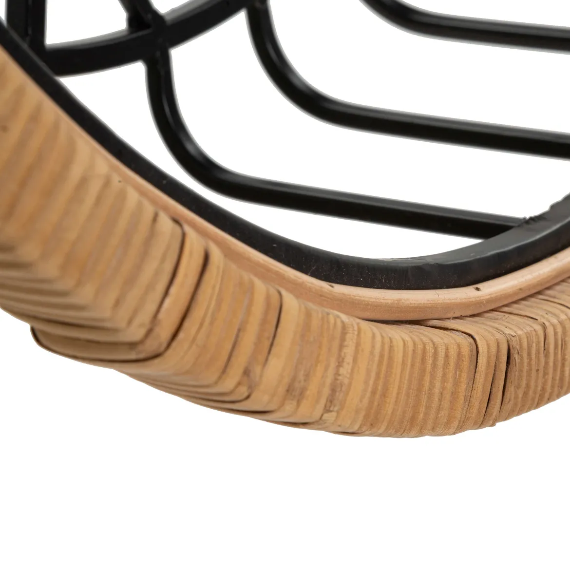 Mensola Marrone Rovere Nero un Ripiano Cornice in Rattan Intrecciato 73x18x65h cm, Sfumatura Colore Struttura Rovere - Homer