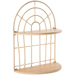 Mensola Marrone Rovere 2 Ripiani Finitura in Rattan 35x18x46h cm, Sfumatura Colore Struttura Rovere - Daleka