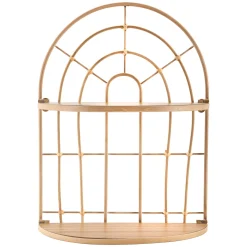 Mensola Marrone Rovere 2 Ripiani Finitura in Rattan 35x18x46h cm, Sfumatura Colore Struttura Rovere - Daleka