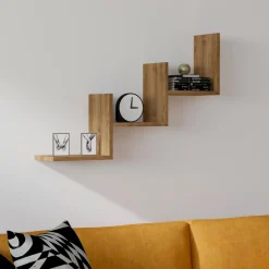 Mensola Marrone Rovere 3 Ripiani set da 3 60x15x2h cm, Sfumatura Colore Struttura Rovere - Meina