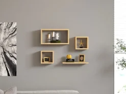 Mensola Marrone Rovere 4 Ripiani Modulabile,set da 4 Mensole 30x20x30h cm, Sfumatura Colore Struttura Rovere - Striano