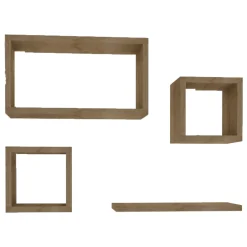 Mensola Marrone Rovere 4 Ripiani Modulabile 24x15x44h cm, Sfumatura Colore Struttura Rovere - Subbiano