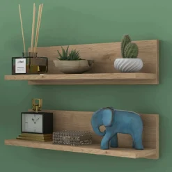 Mensola muro 13x60cm noce e bianca - Nebbia