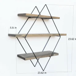 Mensola muro 14x60cm noce e nera - Rozasanina