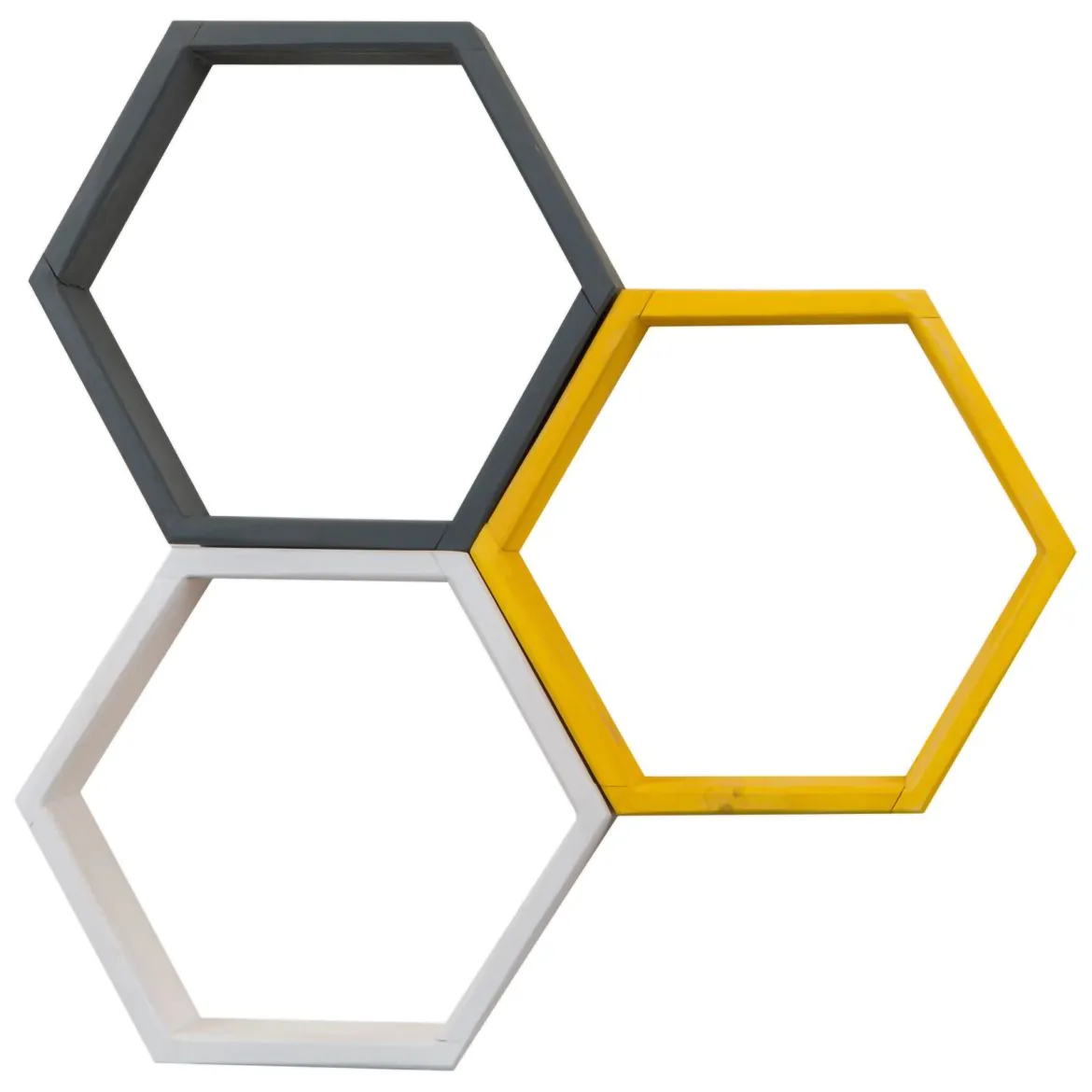 Mensola Nero Antracite Giallo 3 Ripiani Effetto Geometrico 58x9x38h cm, Colore Struttura Giallo - Bulciago