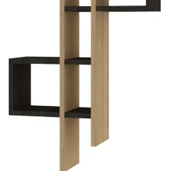 Mensola Nero Antracite Marrone Rovere 8 Ripiani Colore Struttura Marrone 54x20x108h cm, Sfumatura Colore Struttura Antracite - Cupello
