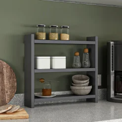 Mensola Nero Antracite 3 Ripiani Sfumatura Colore Struttura Antracite 105x25x25h cm, - Budoni