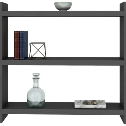 Mensola Nero Antracite 3 Ripiani Sfumatura Colore Struttura Antracite 105x25x25h cm, - Budoni