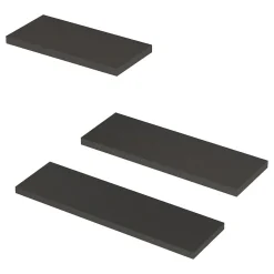 Mensola Nero Antracite 3 Ripiani set da 3 Mensole 30x2x14h cm, Sfumatura Colore Struttura Antracite - Roscigno