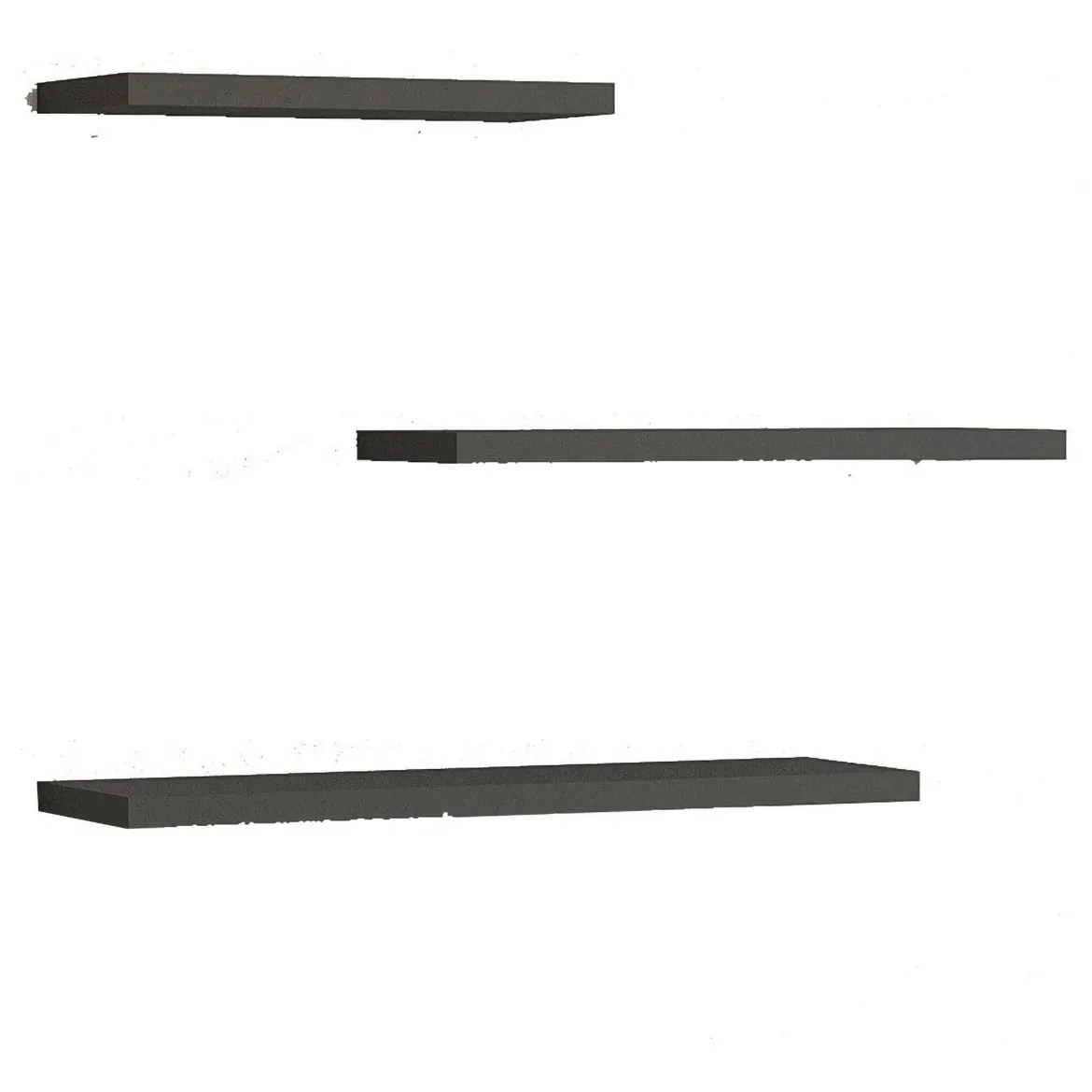 Mensola Nero Antracite 3 Ripiani set da 3 Mensole 30x2x14h cm, Sfumatura Colore Struttura Antracite - Roscigno