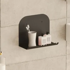 Mensola Nero un Ripiano 28x12x23h cm, - Ugento