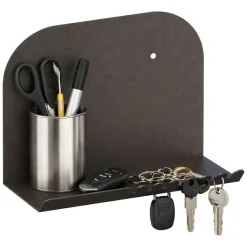 Mensola Nero un Ripiano 28x12x23h cm, - Ugento