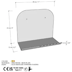 Mensola Nero un Ripiano 28x12x23h cm, - Ugento