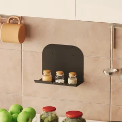 Mensola Nero un Ripiano 28x12x23h cm, - Ugento