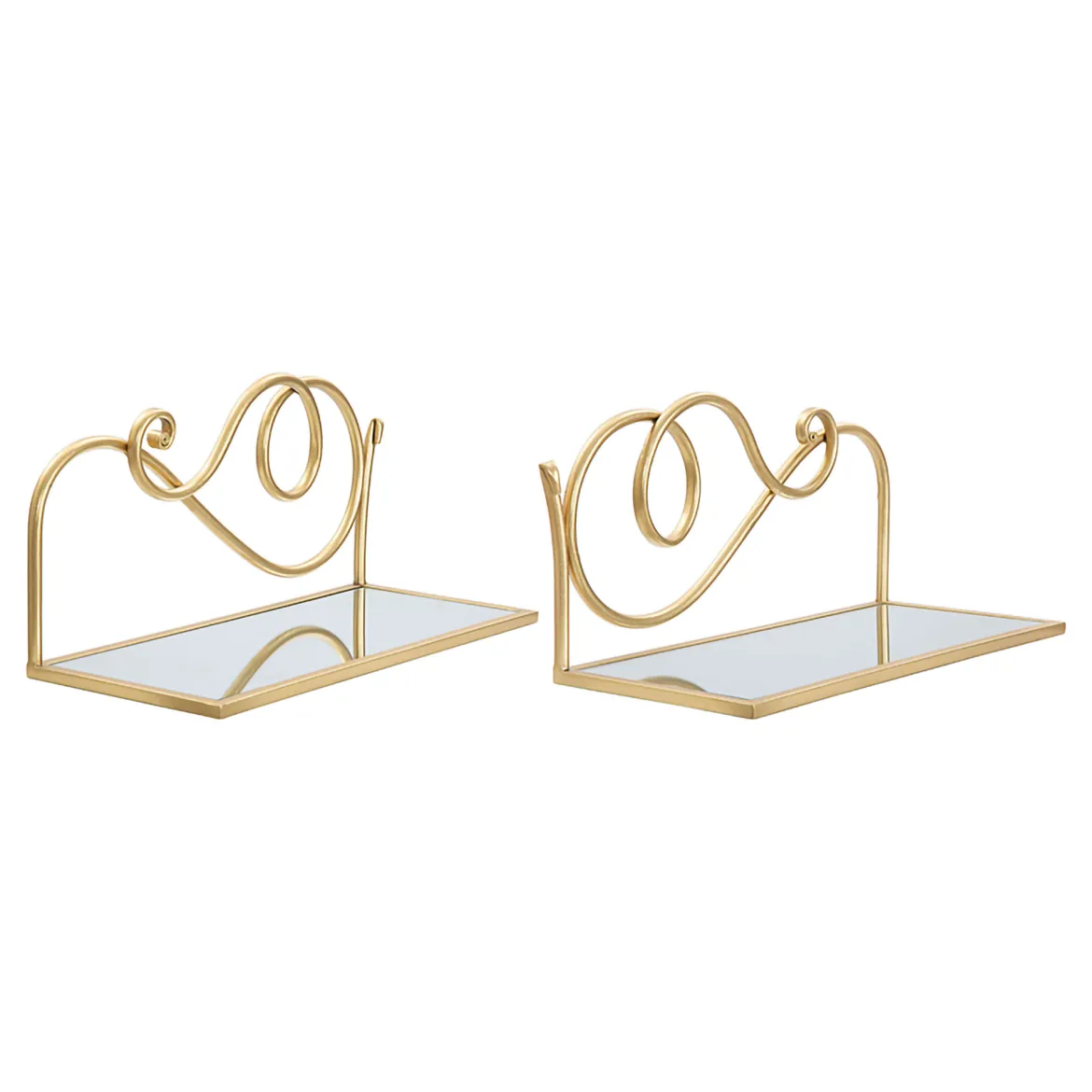 Mensola oro Trasparente 2 Ripiani Materiale Struttura in Vetro 42x18x21h cm, Colore Struttura Trasparente - Telavi
