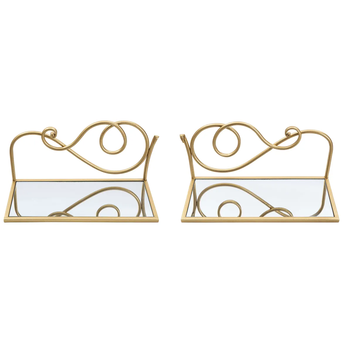 Mensola oro Trasparente 2 Ripiani Materiale Struttura in Vetro 42x18x21h cm, Colore Struttura Trasparente - Telavi