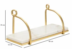 Mensola Paci, 40x16 h18 cm, Bianco e Oro