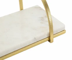 Mensola Paci, 40x16 h18 cm, Bianco e Oro