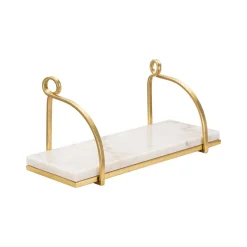 Mensola Paci, 40x16 h18 cm, Bianco e Oro