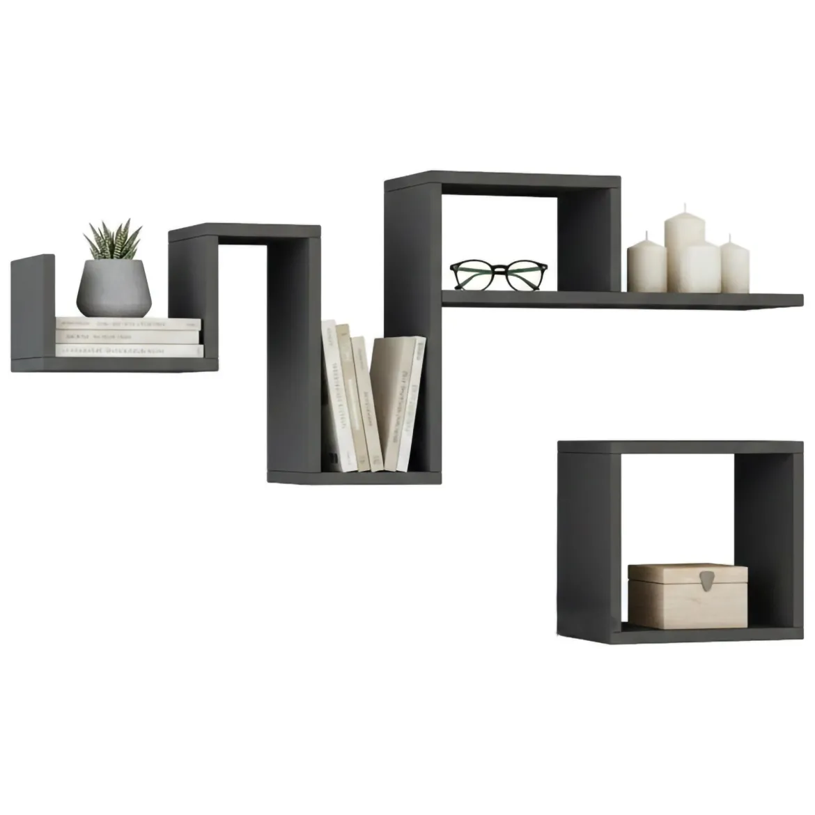 Mensola parete doppia 20x116cm antracite - Donna