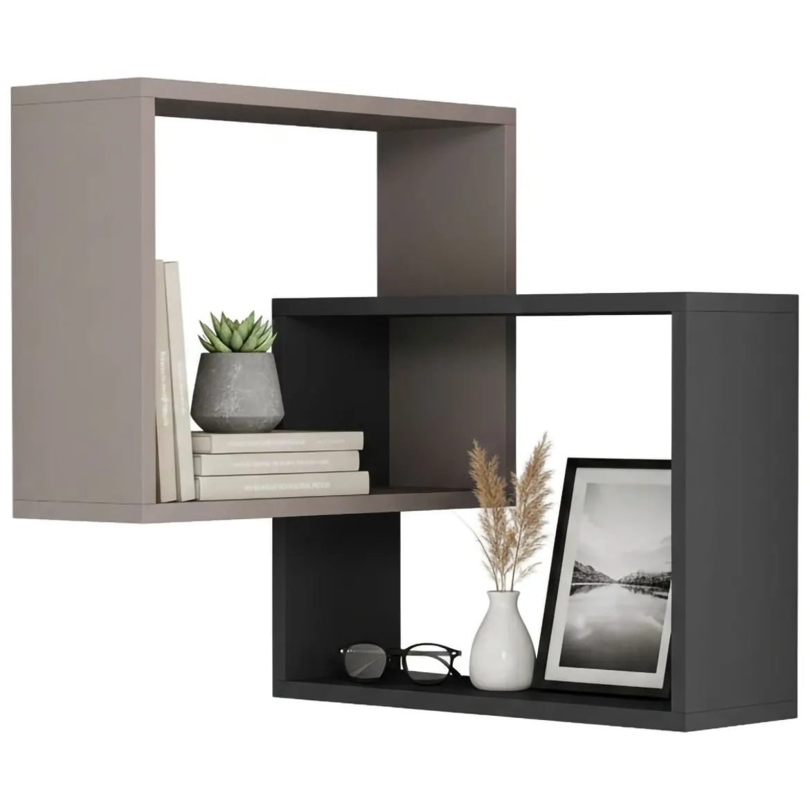 Mensola parete 60x68cm beige e antracite - Fiandra