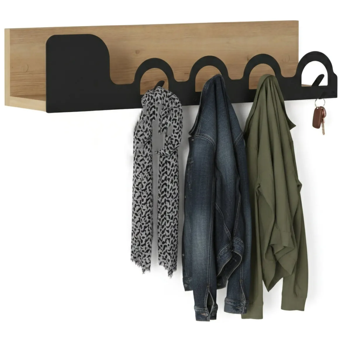 Mensola porta abiti 63x14h cm 5 posti quercia - Beryl