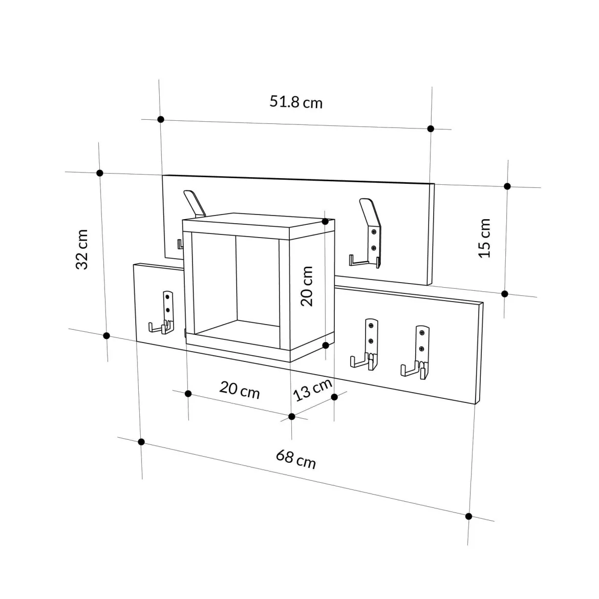 Mobile appendiabiti 84x28h cm 6 posti bianco - Terry