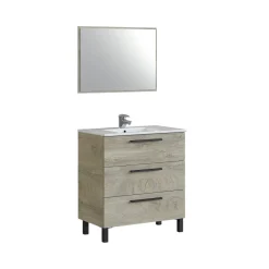 Mobile bagno antigraffio 3 cassetti 80x86x45h cm quercia - Elleboro