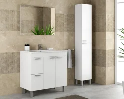 Mobile bagno 2 cassetti 80x80x45h cm bianco lucido - Aracth