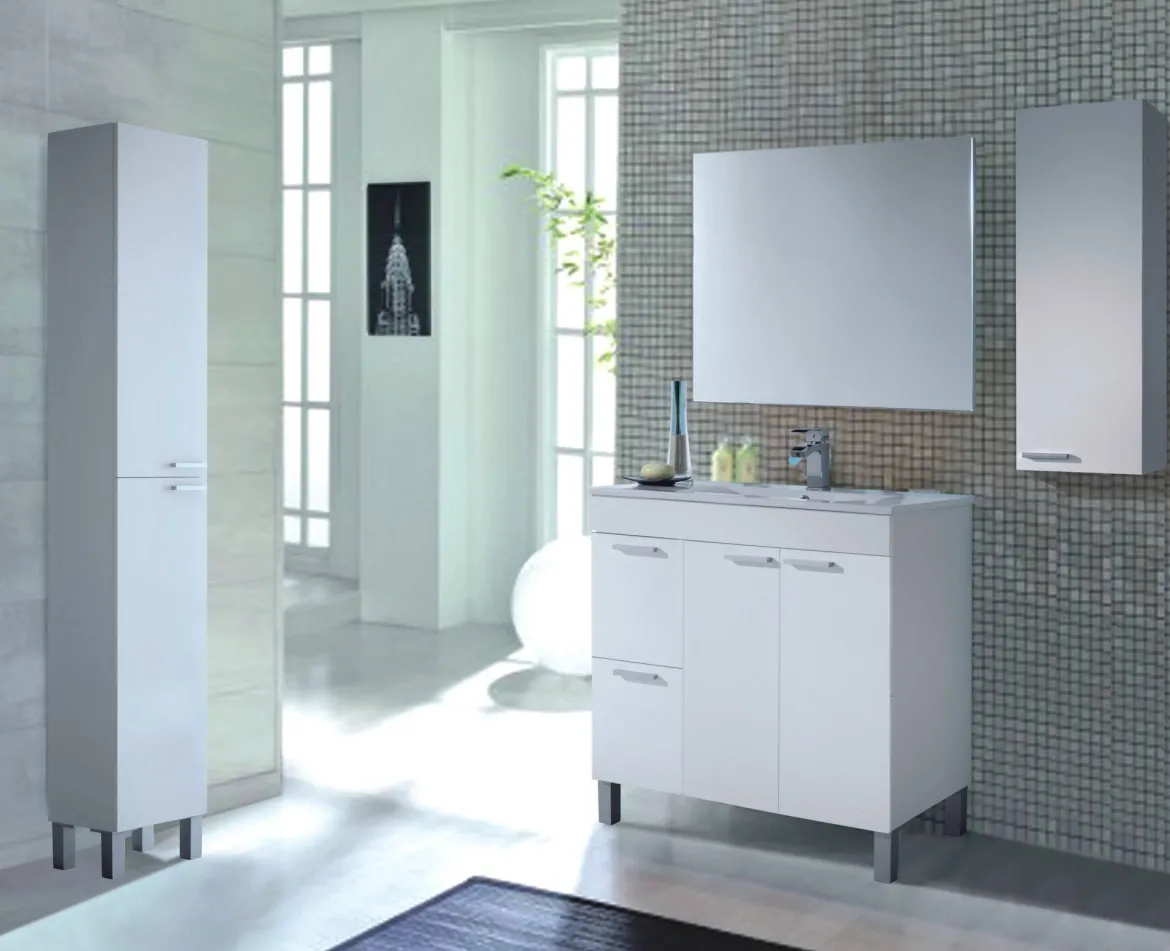Mobile bagno 2 cassetti 80x80x45h cm bianco lucido - Aracth