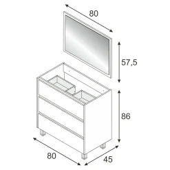 Mobile bagno 3 cassetti 80x86x45h cm quercia - Albachiara