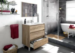 Mobile bagno 3 cassetti 80x86x45h cm quercia - Albachiara