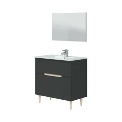 Mobile bagno con specchio 80x45x80h cm antracite e rovere - Avona