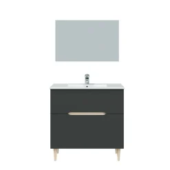 Mobile bagno con specchio 80x45x80h cm antracite e rovere - Avona