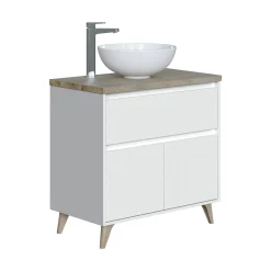 Mobile bagno moderno 3 cassetti 80x86x45h cm bianco lucido - Elleboro