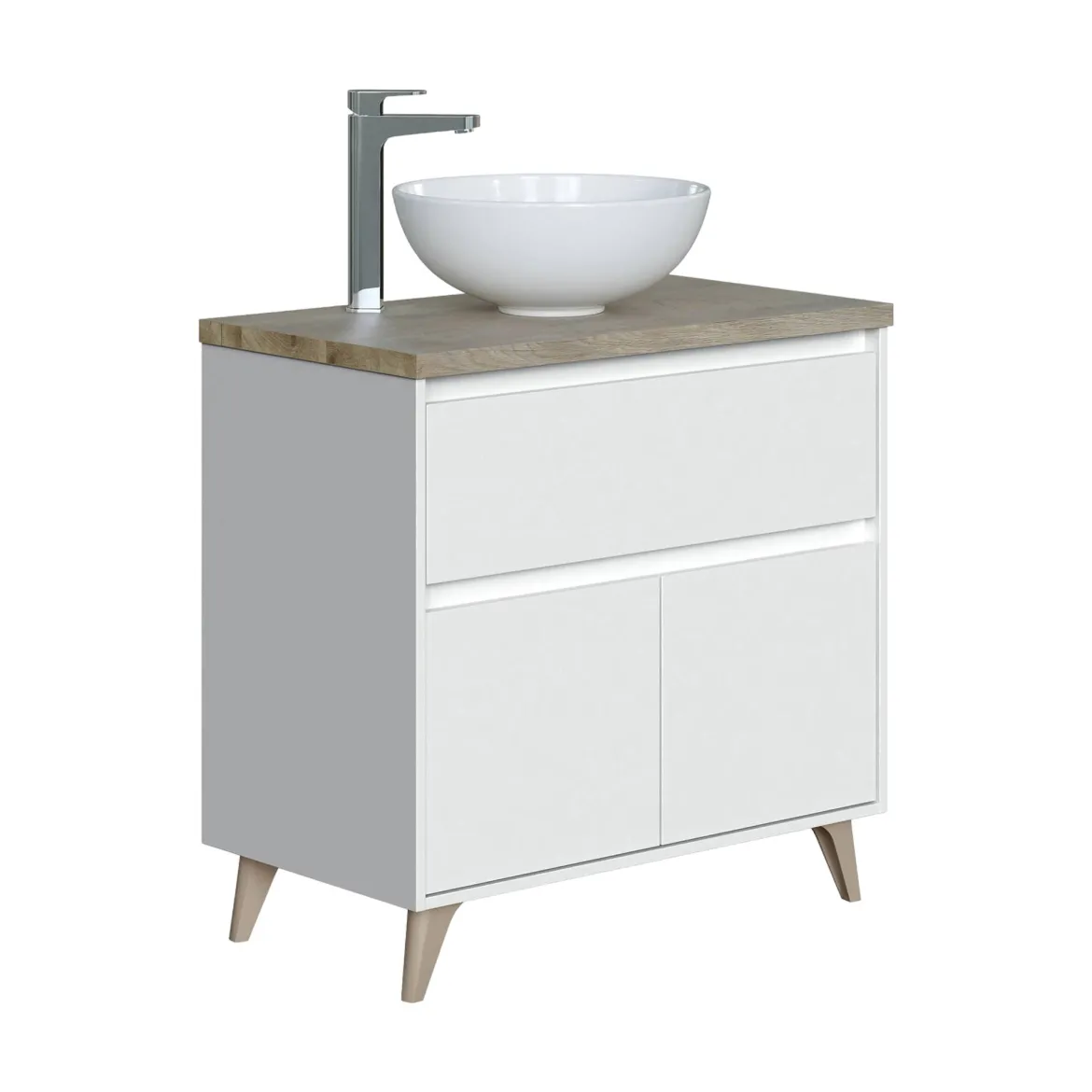 Mobile bagno moderno 3 cassetti 80x86x45h cm bianco lucido - Elleboro