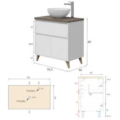 Mobile bagno moderno 3 cassetti 80x86x45h cm bianco lucido - Elleboro