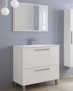 Mobile bagno resistente 2 cassetti 80x80x45h cm bianco lucido - Abel