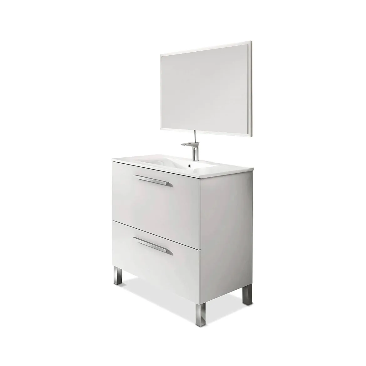 Mobile bagno resistente 2 cassetti 80x80x45h cm bianco lucido - Abel