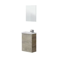 Mobile bagno sospeso con specchio 40x58x22h cm rovere - Akamaru