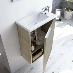 Mobile bagno sospeso con specchio 40x58x22h cm rovere - Akamaru