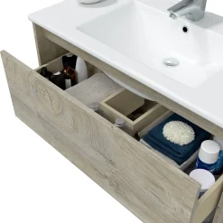 Mobile bagno sospeso con specchio 80x57x45h cm bianco lucido - Albino