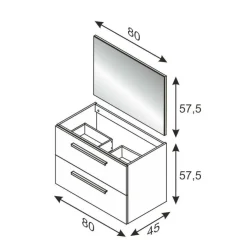 Mobile bagno sospeso con specchio 80x64x45h cm quercia - Enio