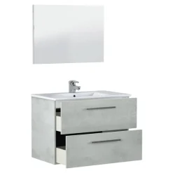Mobile bagno sospeso con specchio 80x64x45h cm quercia - Enio