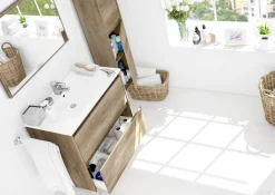 Mobile bagno sospeso con specchio 80x80x45h cm rovere - Abissalino